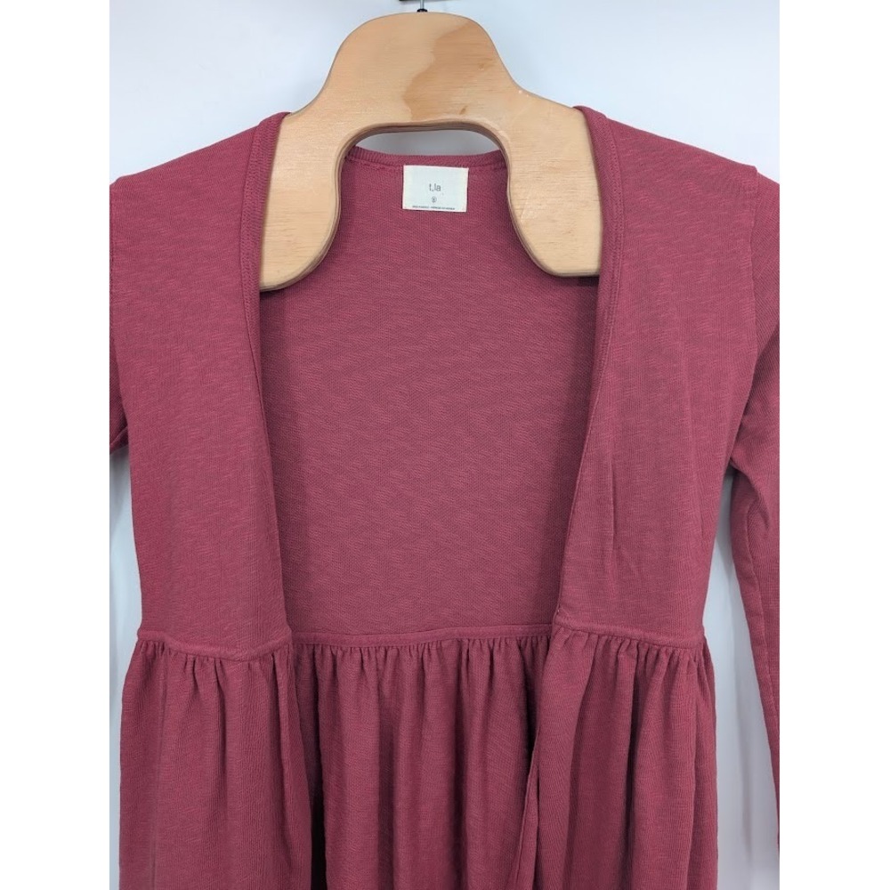 T. La Anthropologie Beira peplum open front cardigan Red Women's sz Small